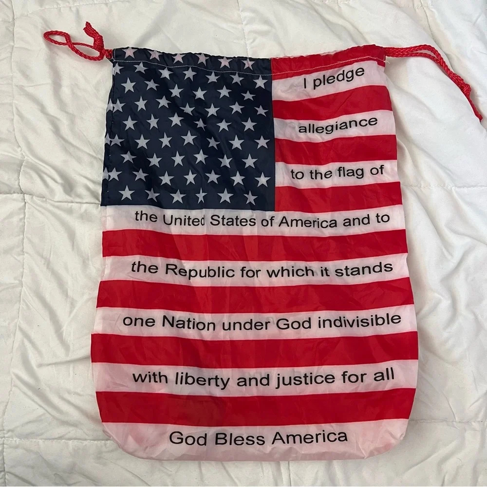 Lightweight American Flag USA Drawstring Knapsack Bag